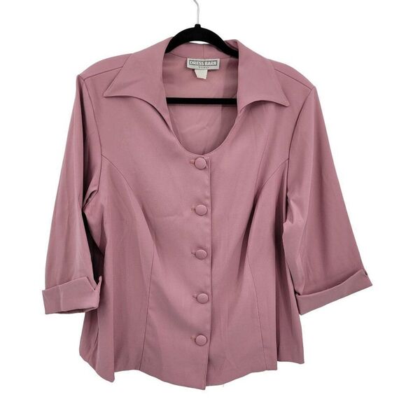 Vintage 70's DressBarn Blazer Retro Tapered Collar Scoop Single Button Pink XL - Picture 1 of 11